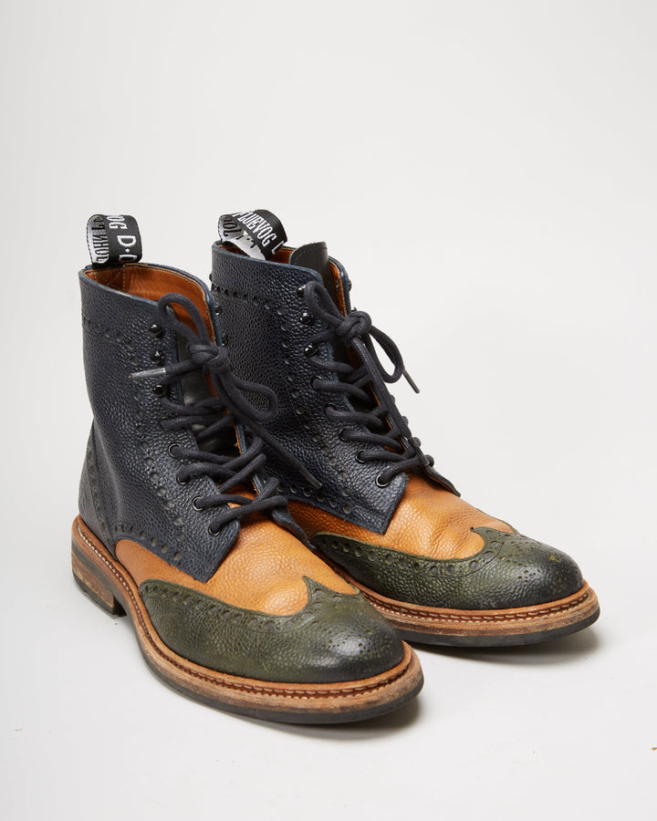 John Fluevog Green / Navy / Brown Boots  - UK 8.5