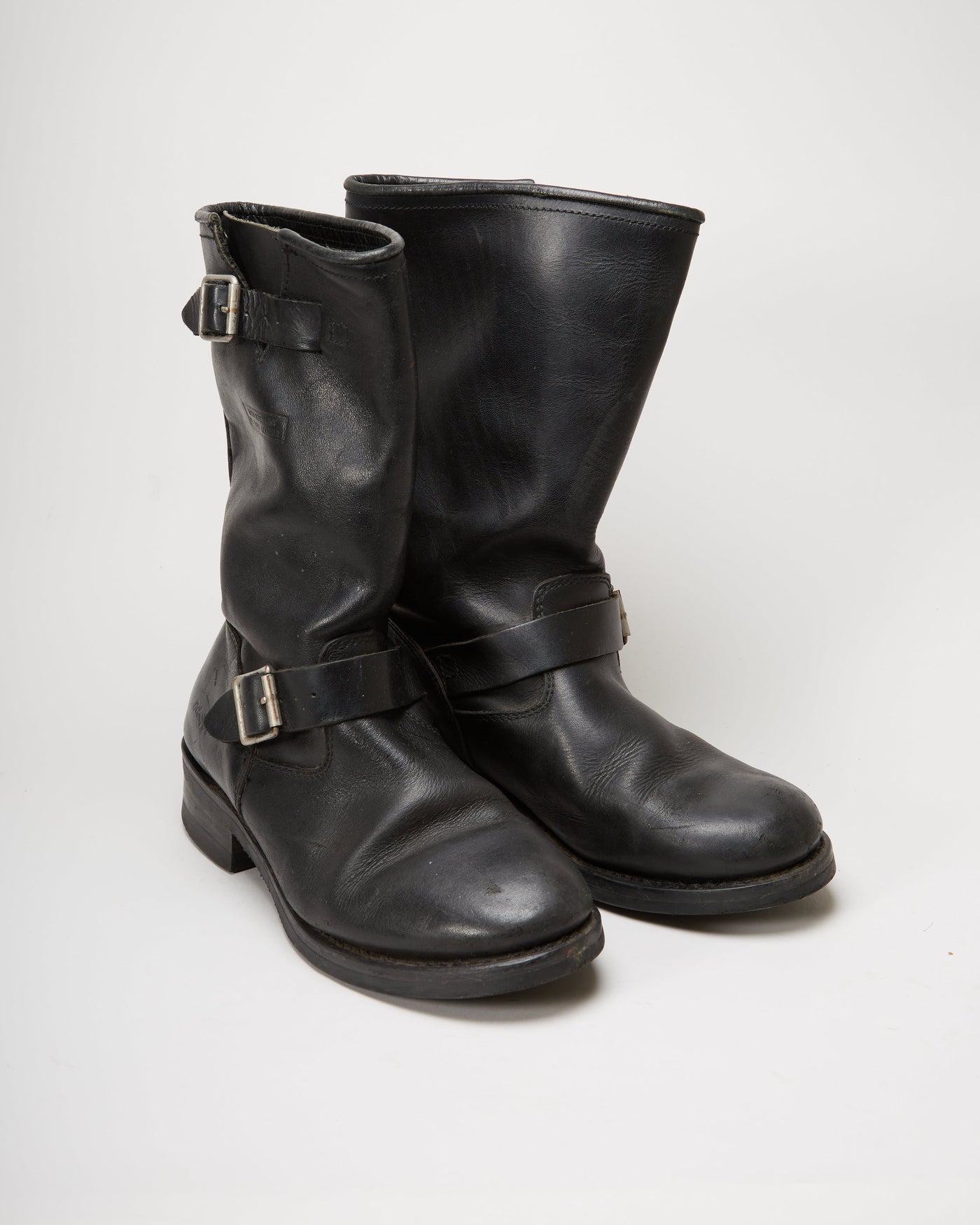 90s Black Leather Boots - UK 9.5