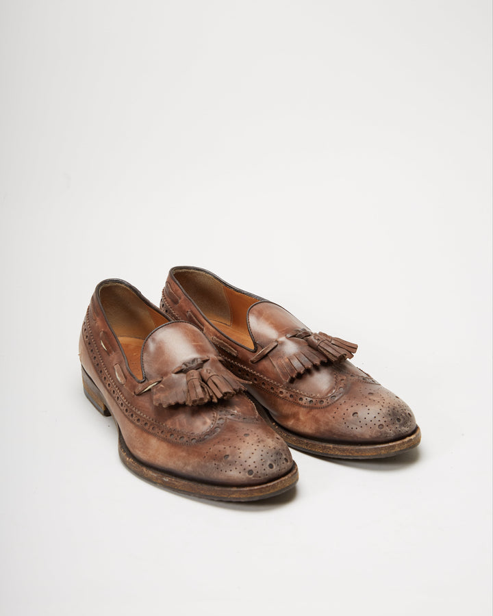 90s Gucci Brown Wing Tip Tassel Detailed Shoes - UK 6