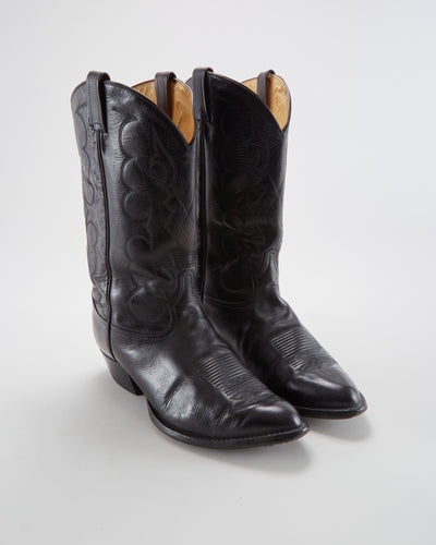Vintage Tony Lama Black Cowboy Boots - Mens UK 10