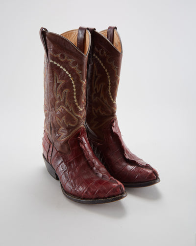 Vintage Burgundy Cowboy Boots - Mens UK 10