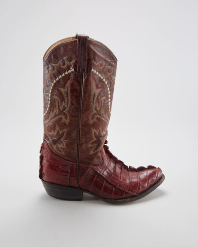Vintage Burgundy Cowboy Boots - Mens UK 10