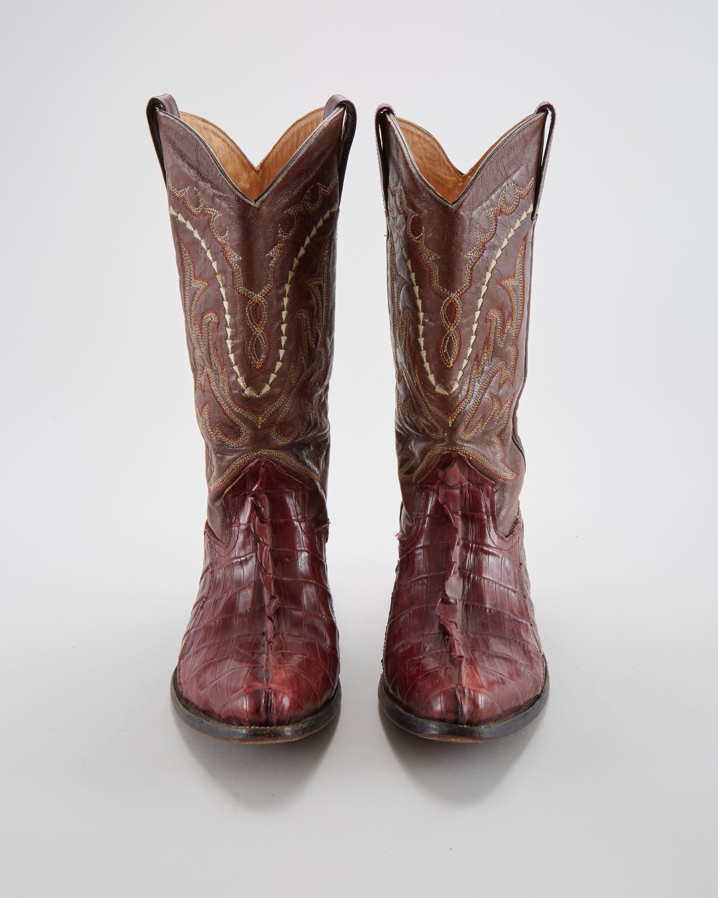 Vintage Burgundy Cowboy Boots - Mens UK 10