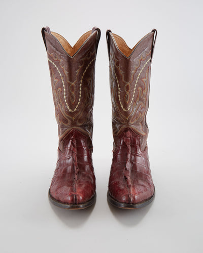Vintage Burgundy Cowboy Boots - Mens UK 10