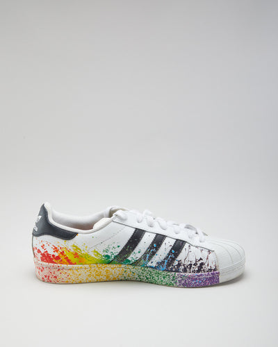 Adidas Rainbow Paint Splatter Superstars - Mens UK 9.5