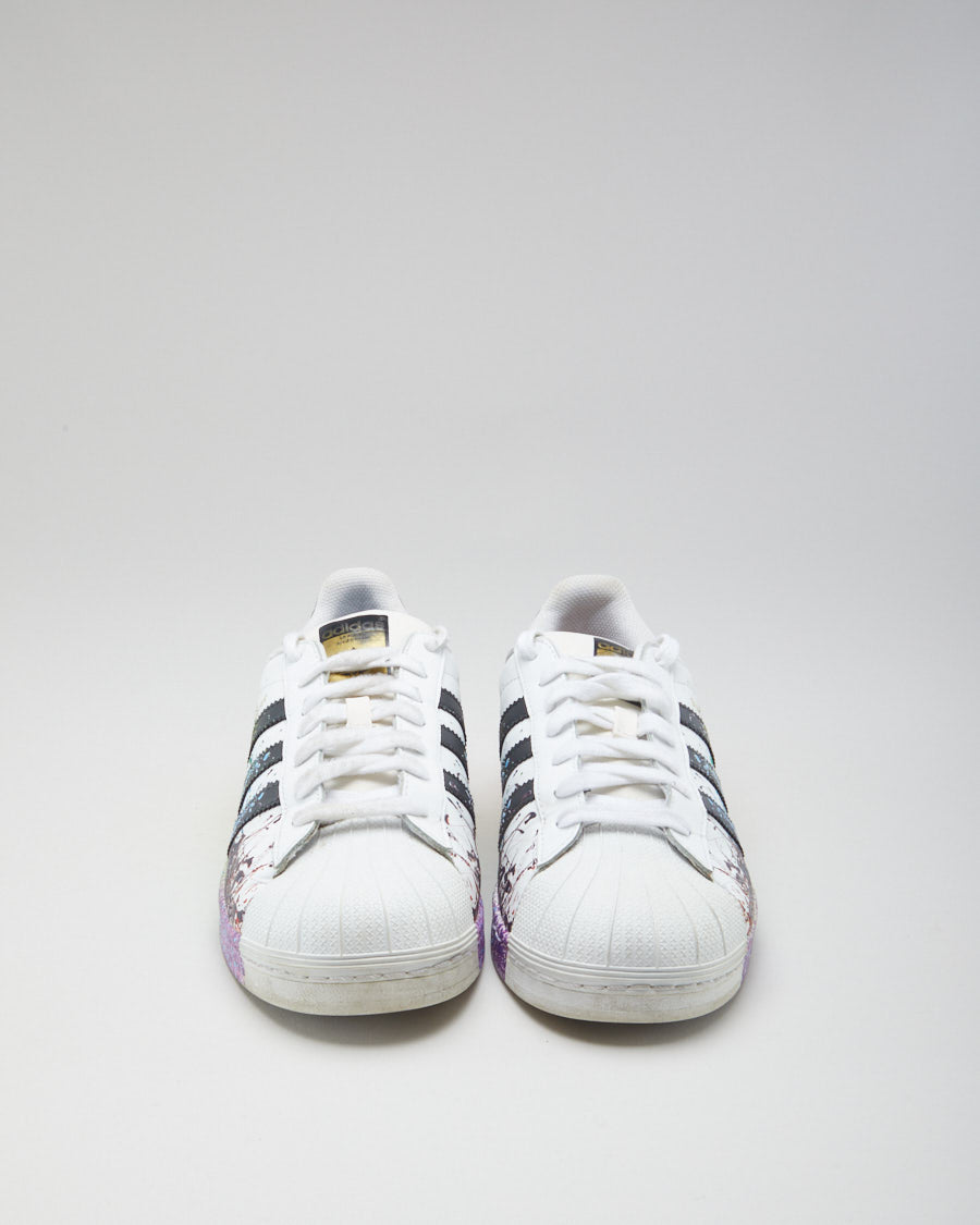 Adidas Rainbow Paint Splatter Superstars - Mens UK 9.5