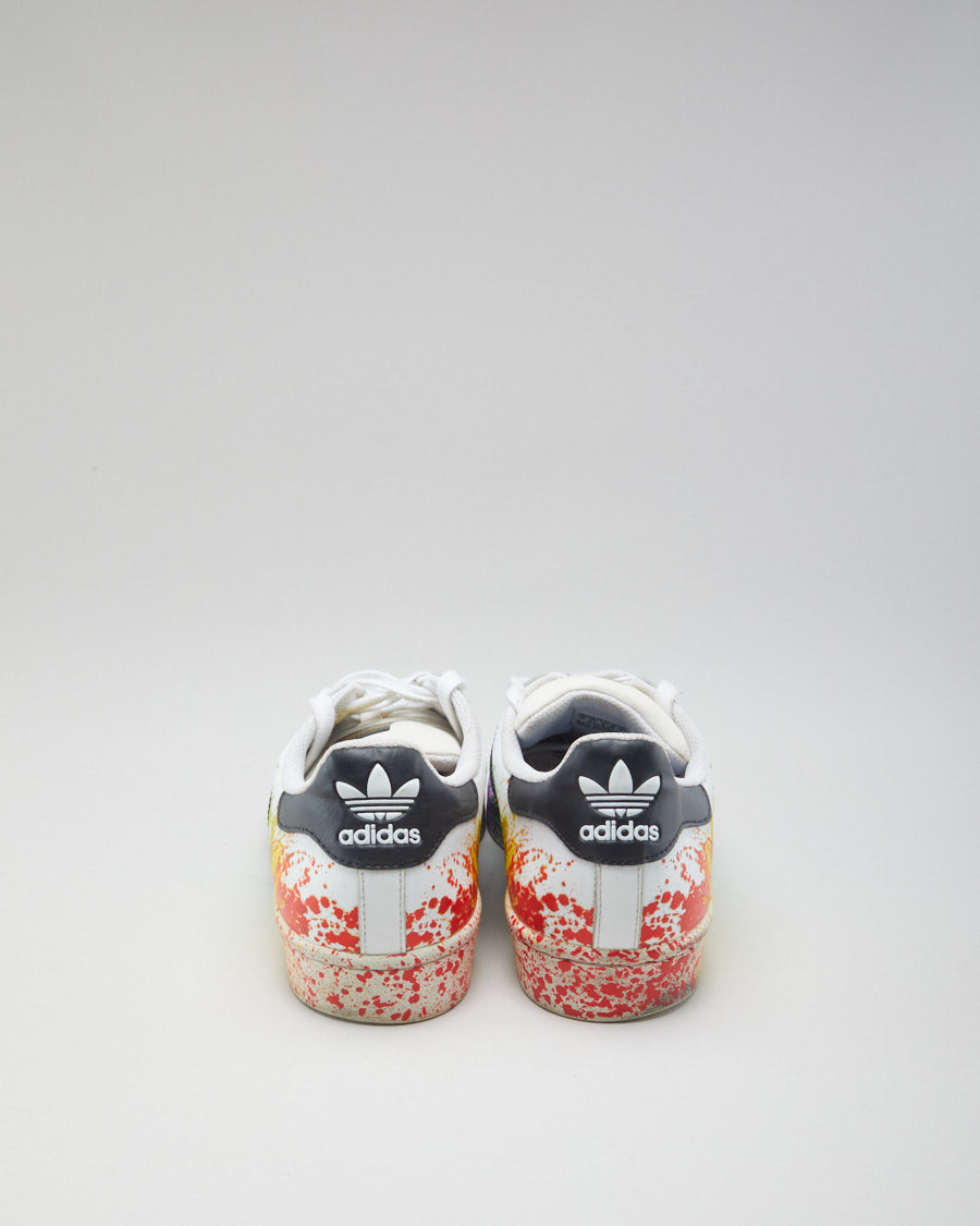 Adidas Rainbow Paint Splatter Superstars - Mens UK 9.5