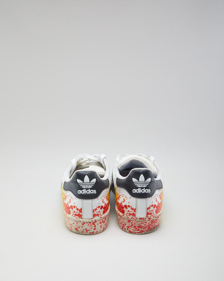 Adidas Rainbow Paint Splatter Superstars - Mens UK 9.5
