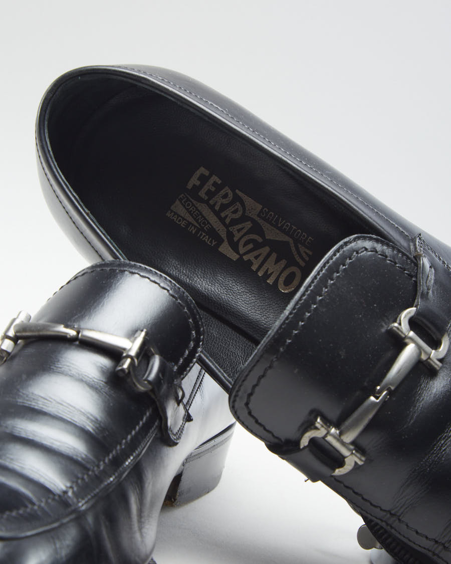 Ferragamo Black Leather Men's Loafers - US 9.5