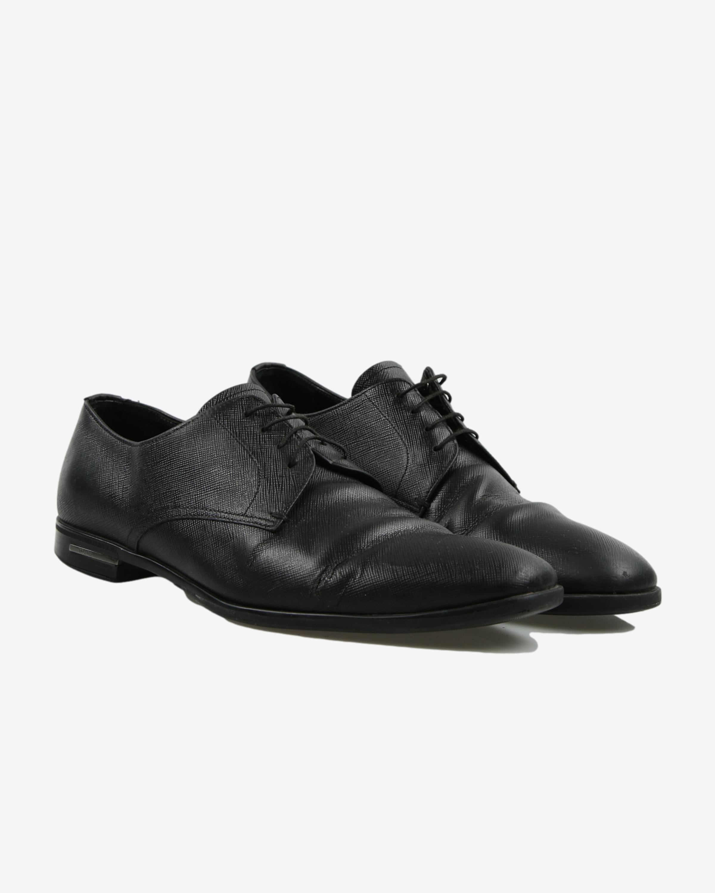 Prada Black Leather Suit Shoes - UK 7