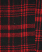 Vintage check scarf with tassels in black and red