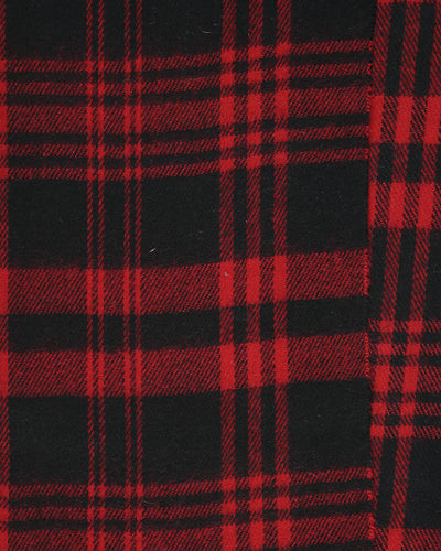Vintage check scarf with tassels in black and red