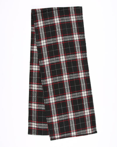 Vintage check wool scarf in black and red