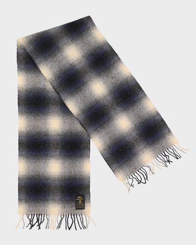 Blue And White Checked Lambswool Scarf