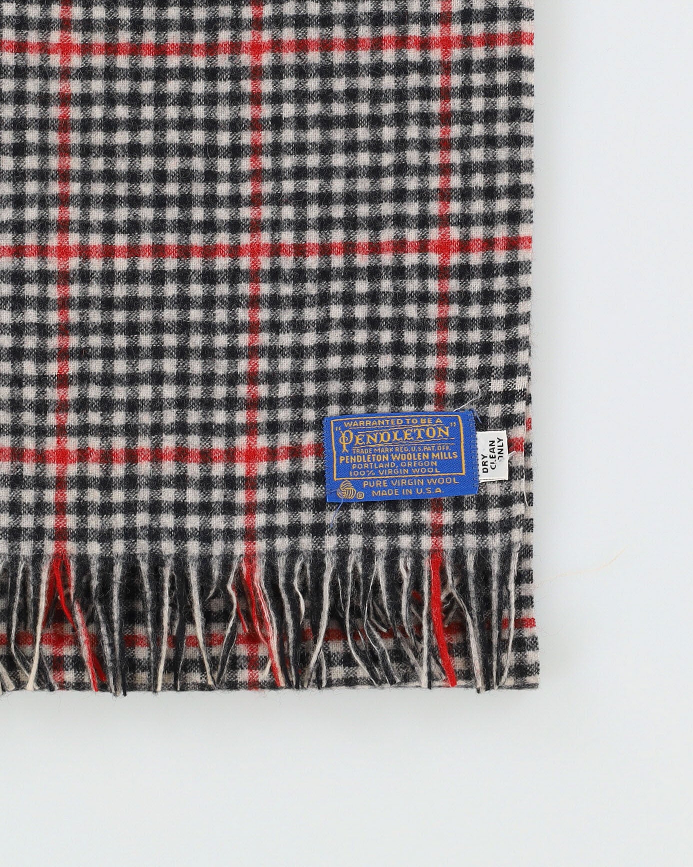 Pendleton Grey Checked Wool Scarf - One Size
