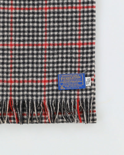 Pendleton Grey Checked Wool Scarf - One Size
