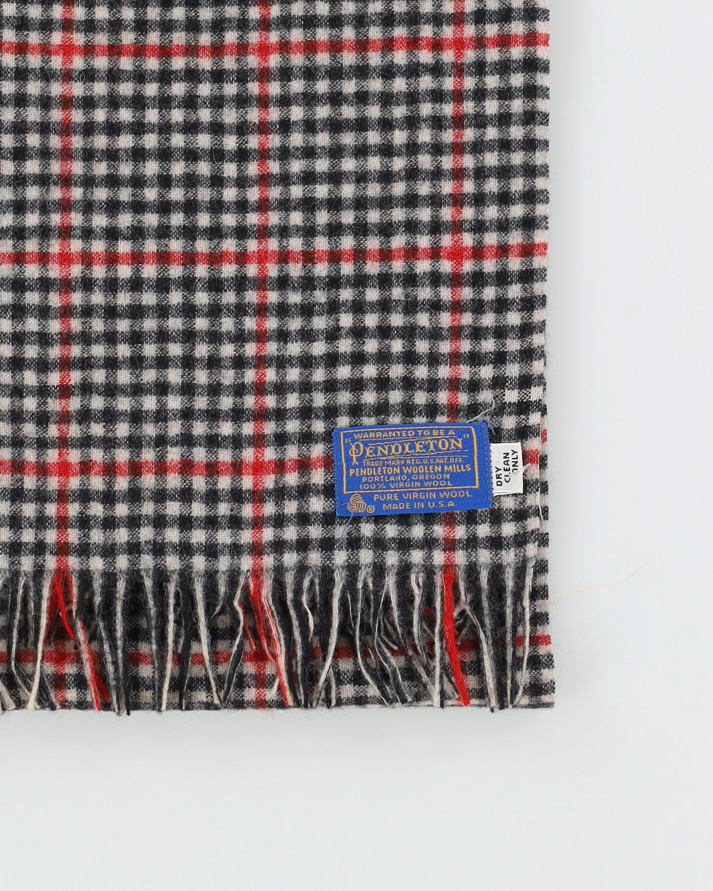 Pendleton Grey Checked Wool Scarf - One Size
