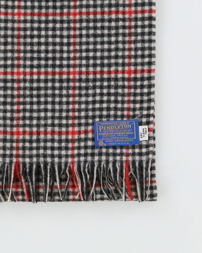 Pendleton Grey Checked Wool Scarf - One Size