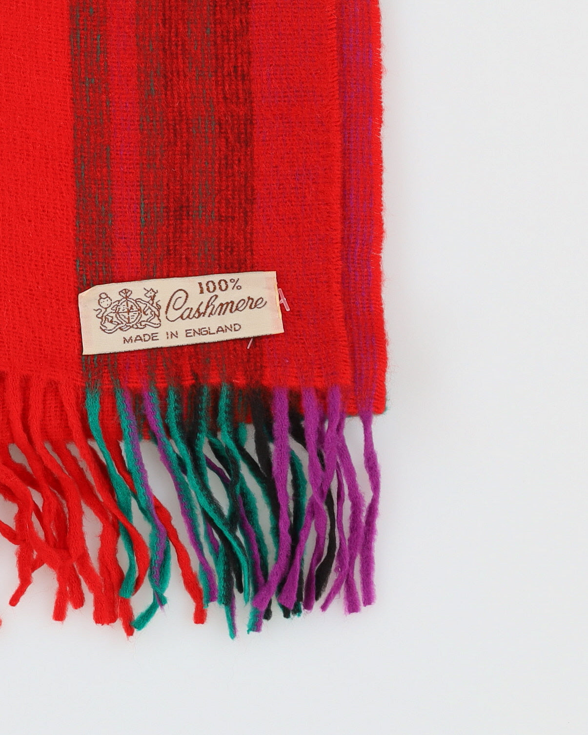 1970s Red Plaid Cashmere Scarf - One Size