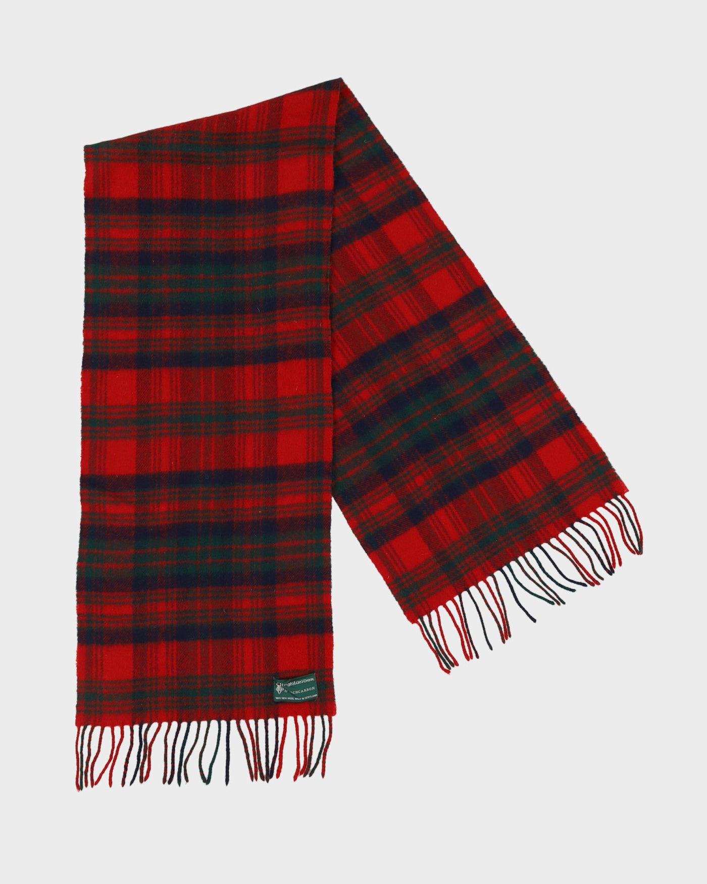 Lochcarron Red Plaid Wool Scarf - One Size