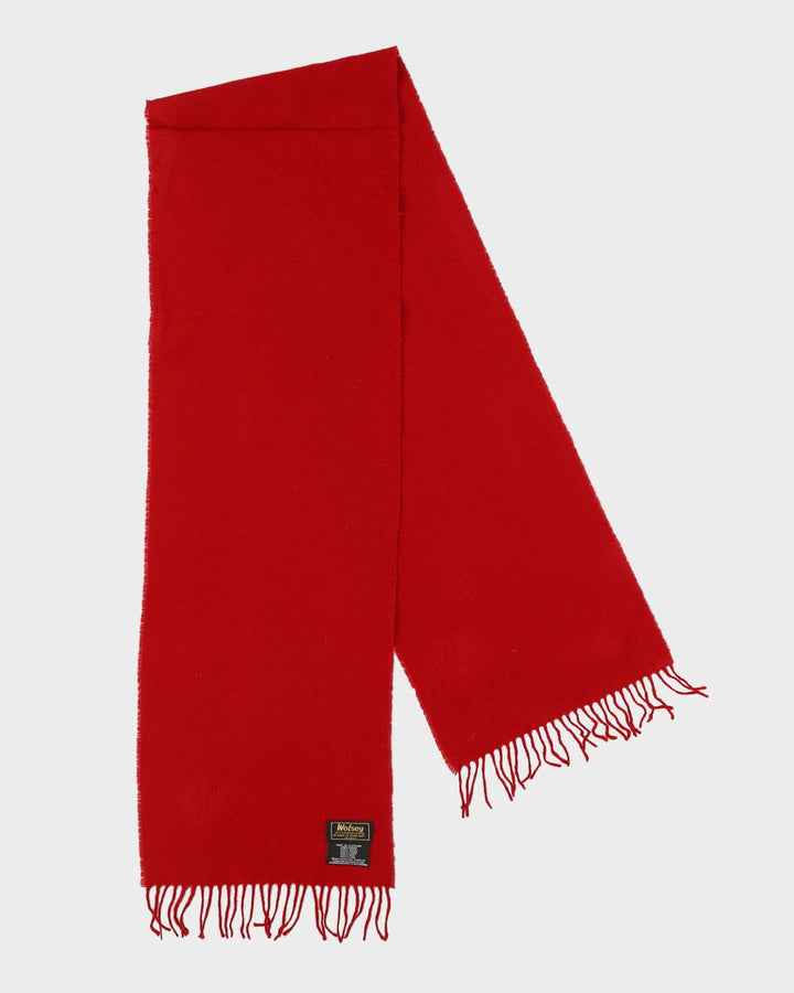 Wolsey Red Fringed Lambswool Scarf