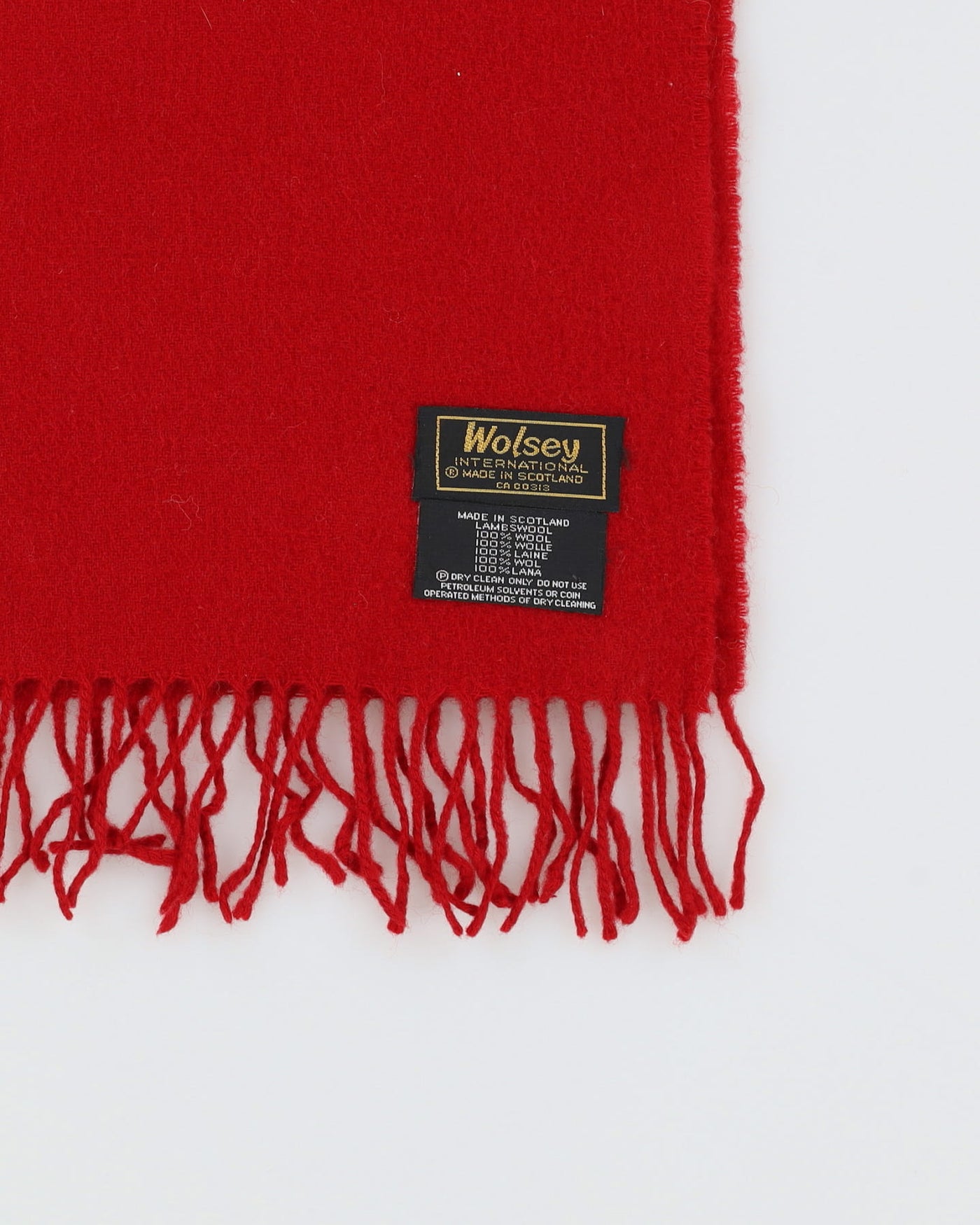 Wolsey Red Fringed Lambswool Scarf