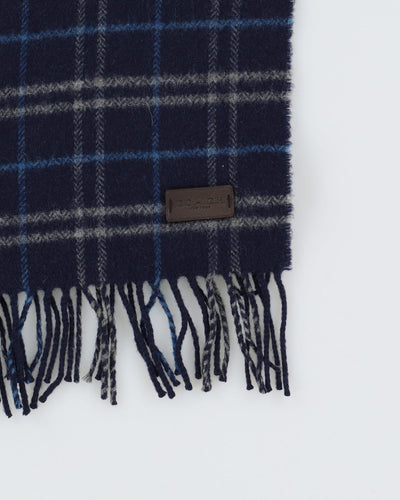 Coach Blue Plaid Wool Scarf