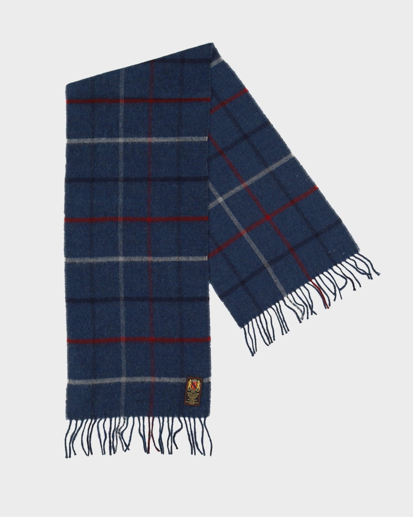 Coach Blue Plaid Wool Scarf