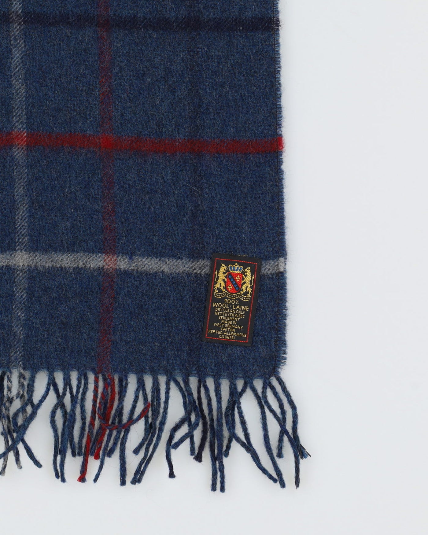 Coach Blue Plaid Wool Scarf