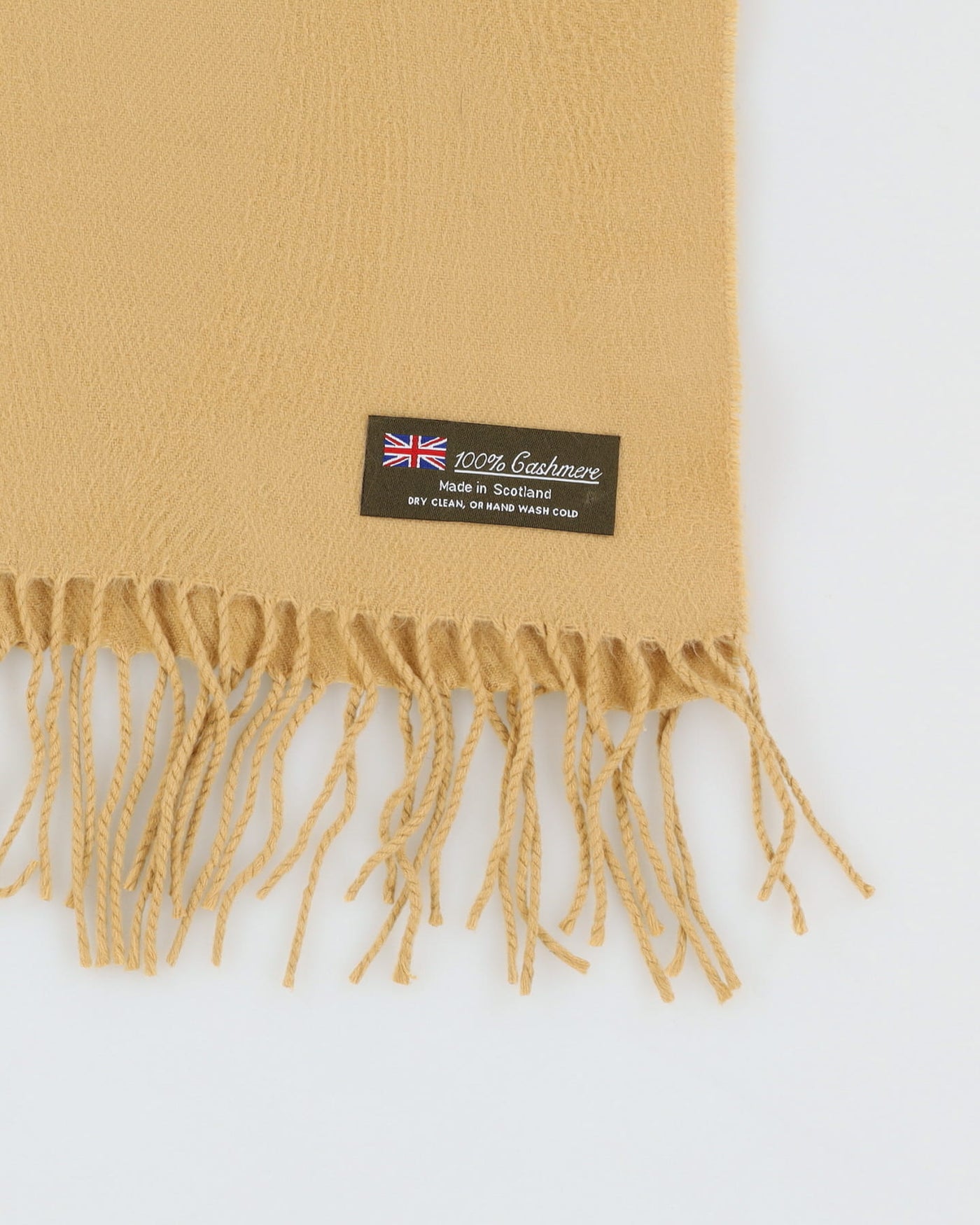Beige Cashmere Fringed Scarf