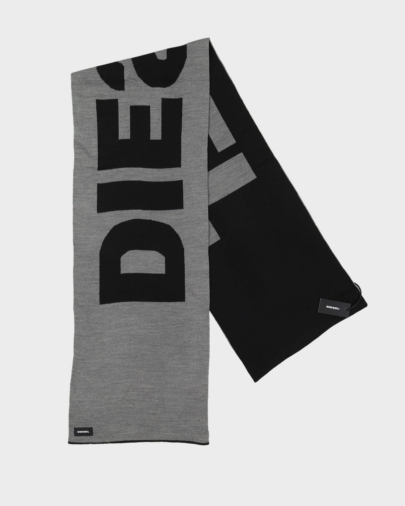 Diesel Black Logo Knitted Scarf