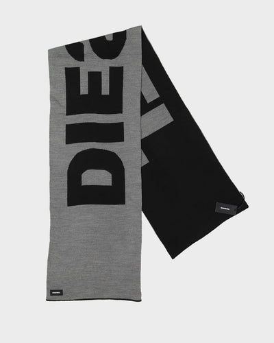 Diesel Black Logo Knitted Scarf