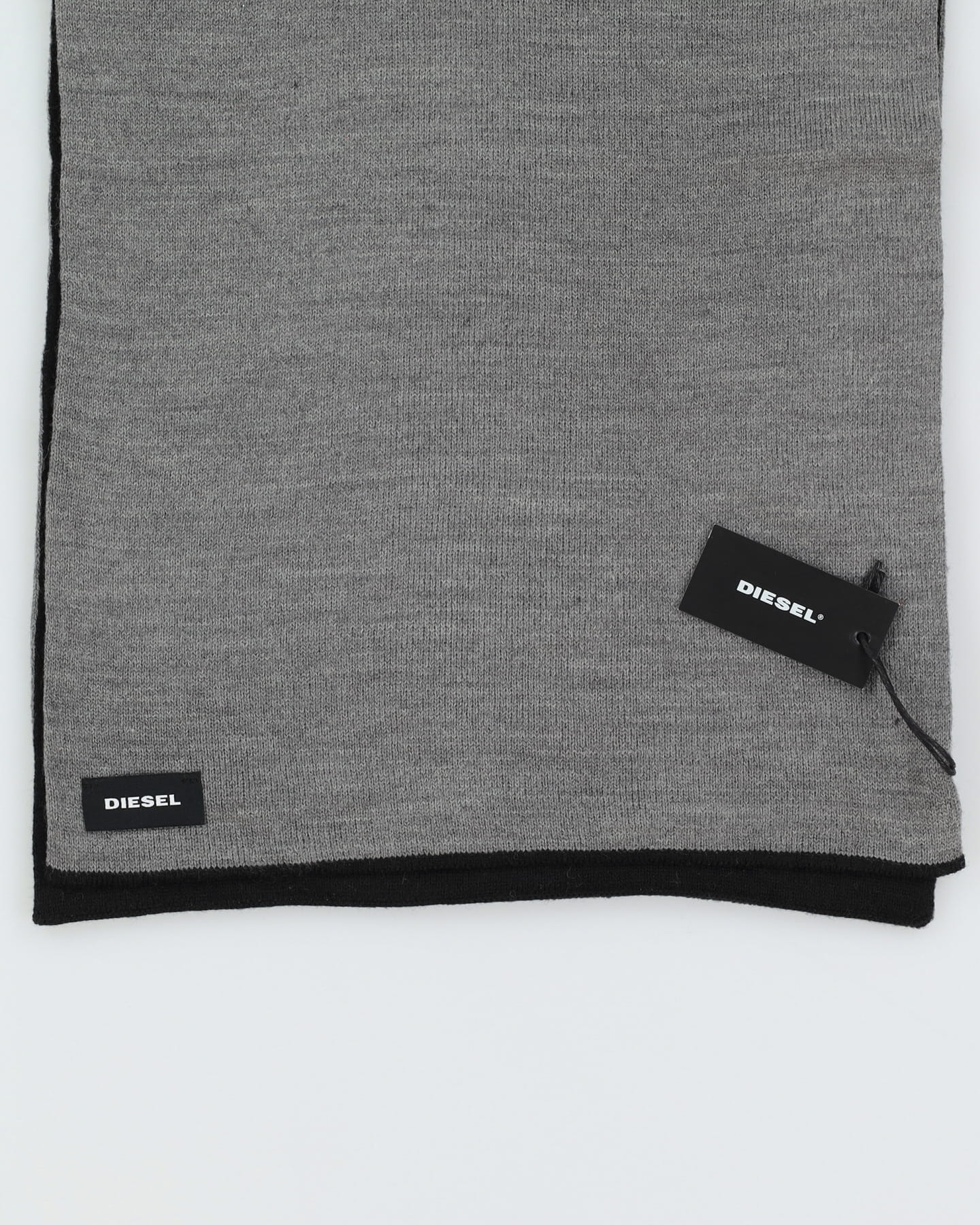 Diesel Black Logo Knitted Scarf