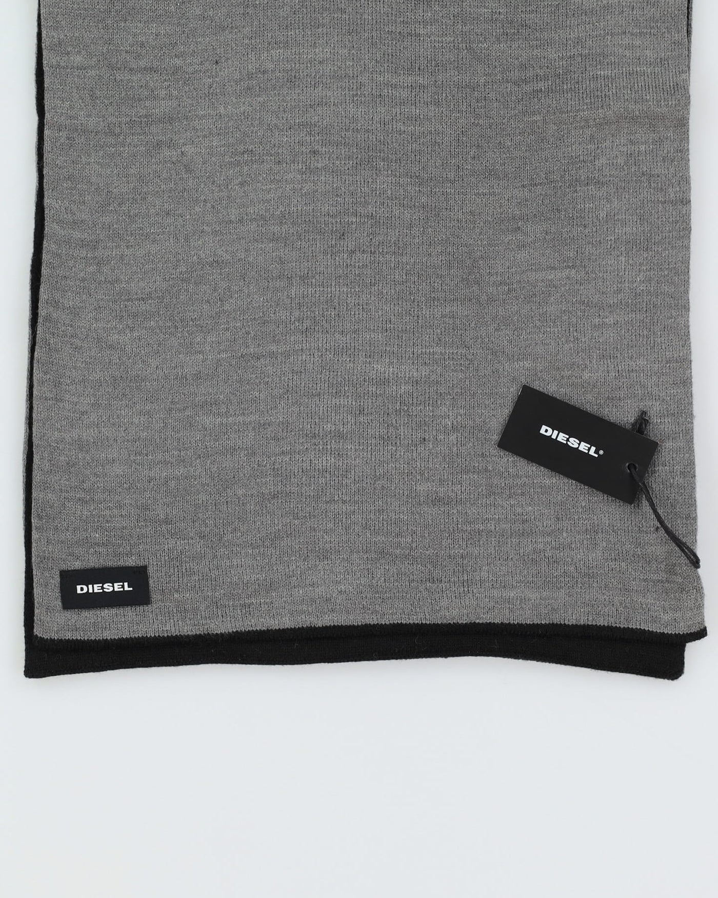Diesel Black Logo Knitted Scarf
