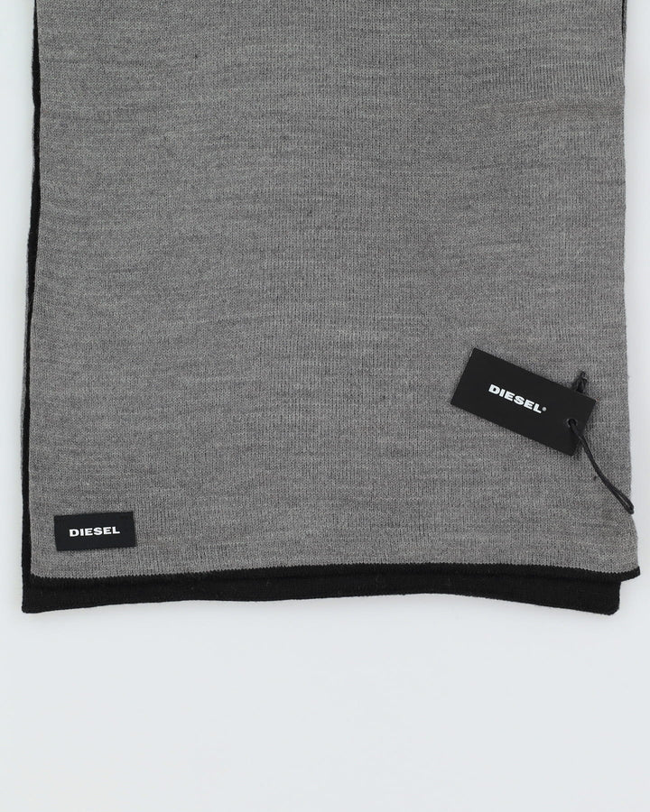 Diesel Black Logo Knitted Scarf
