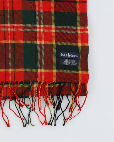 Ralph Lauren Green And Red Checked Scarf