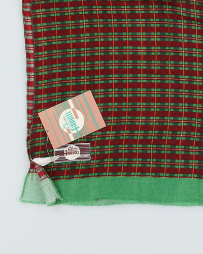 Deadstock 1980s Green Checked Scarf