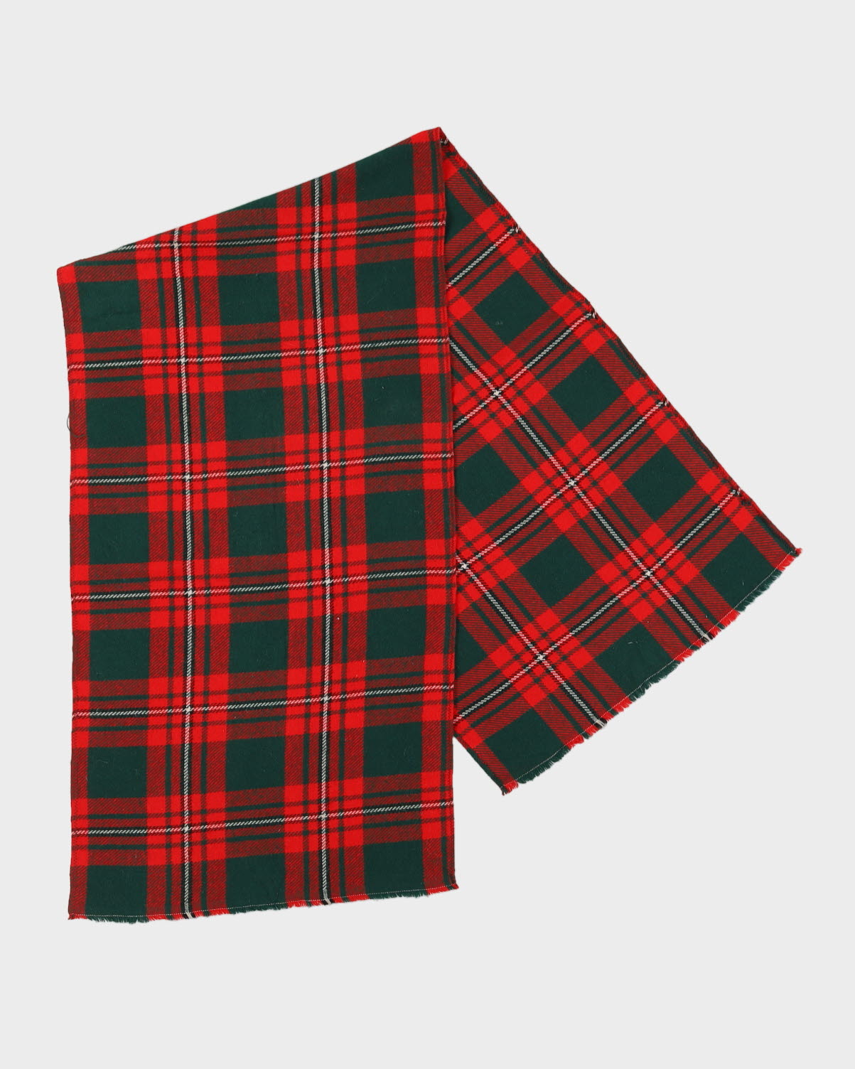 1980s Red and Green Tartan Scarf