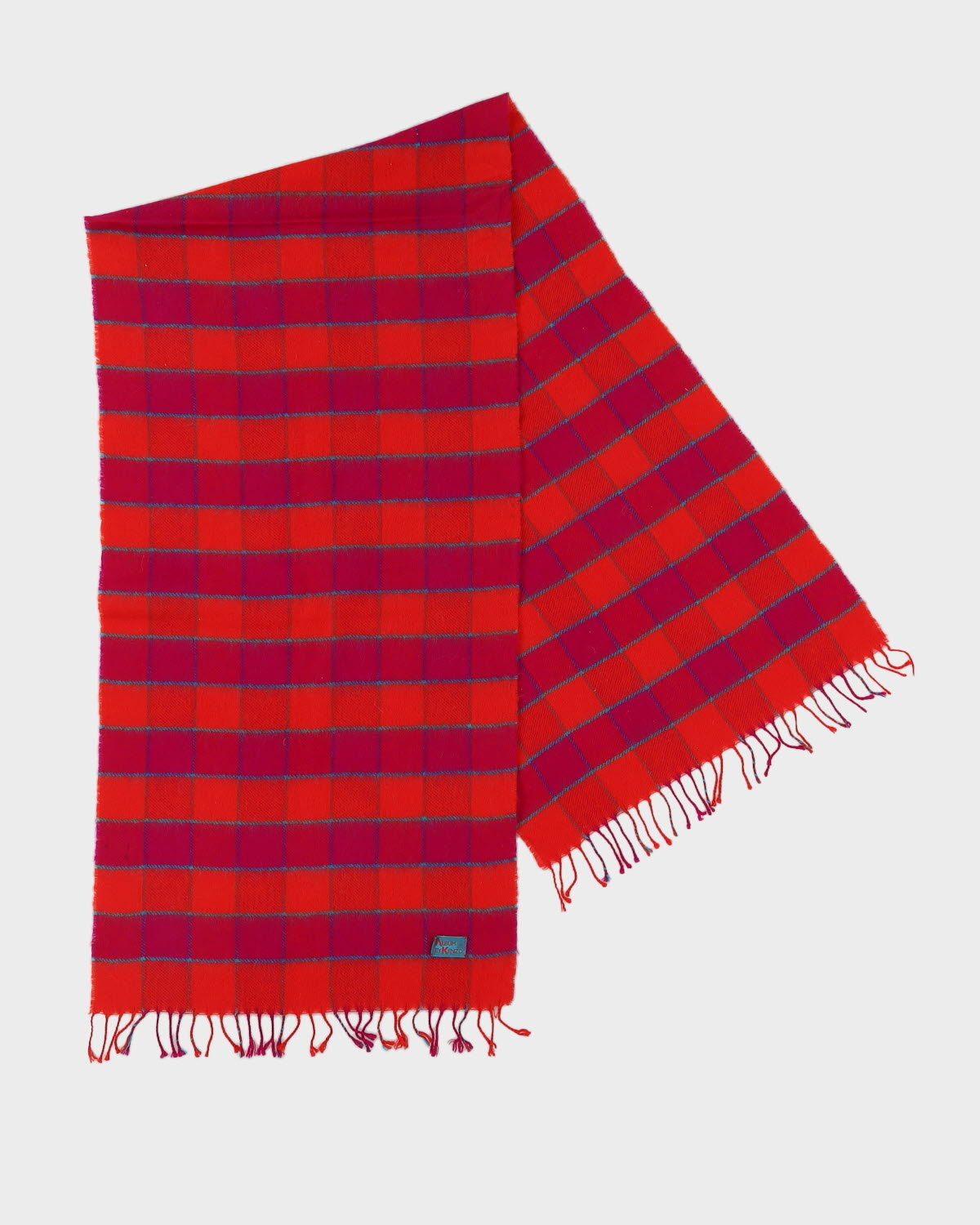 1980s Album By Kenzo Red Checked Scarf