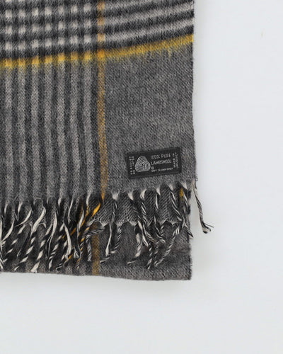 Vintage 1990s Grey Checked Wool Scarf