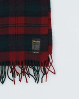 Burgundy Checked Cashmere Fringed Scarf