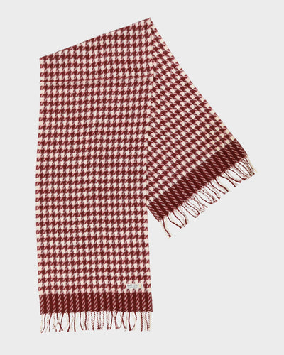 Eaton Burgundy And White Fringed Scarf