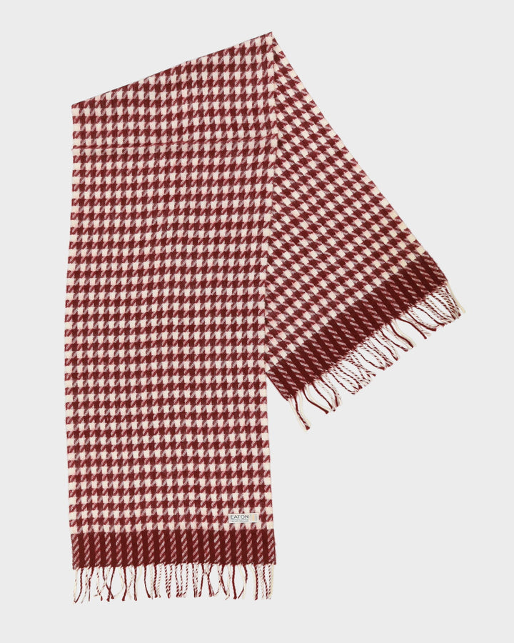 Eaton Burgundy And White Fringed Scarf