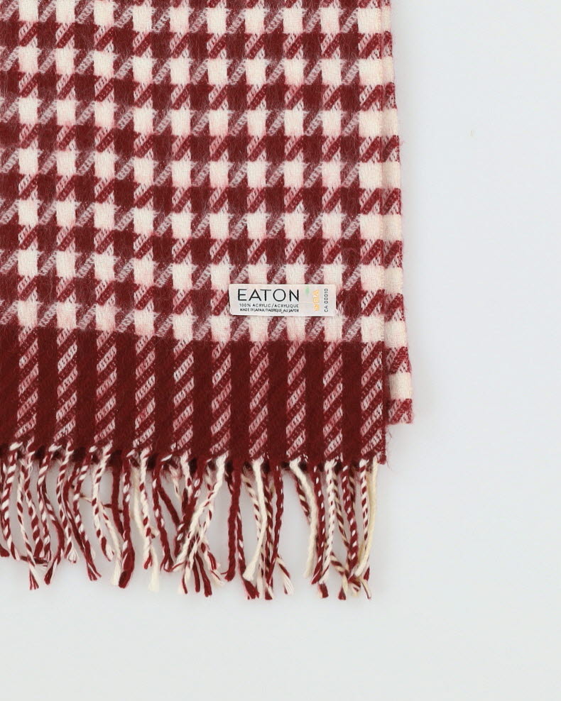 Eaton Burgundy And White Fringed Scarf