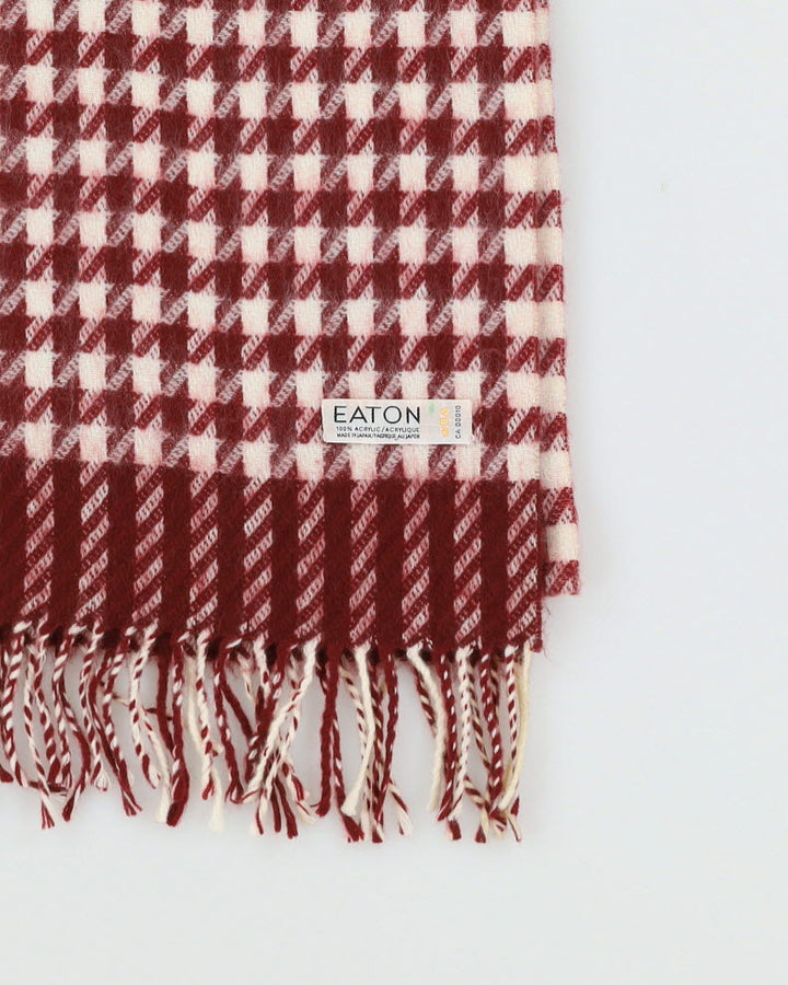 Eaton Burgundy And White Fringed Scarf