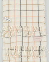 Calvin Klein Cream Checked Fringed Scarf