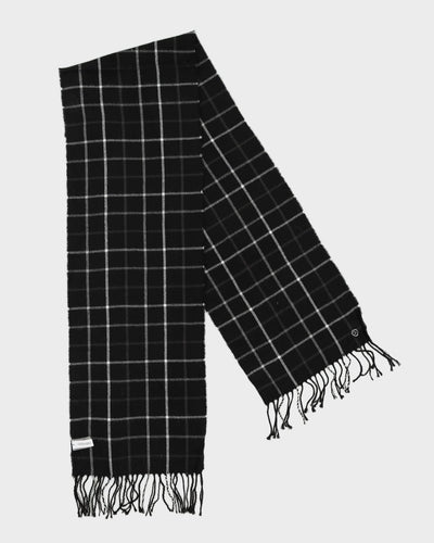 Calvin Klein Black Checked Fringed Scarf