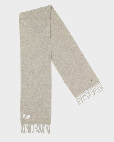 Lacoste Grey Cashmere-Blend Fringed Scarf