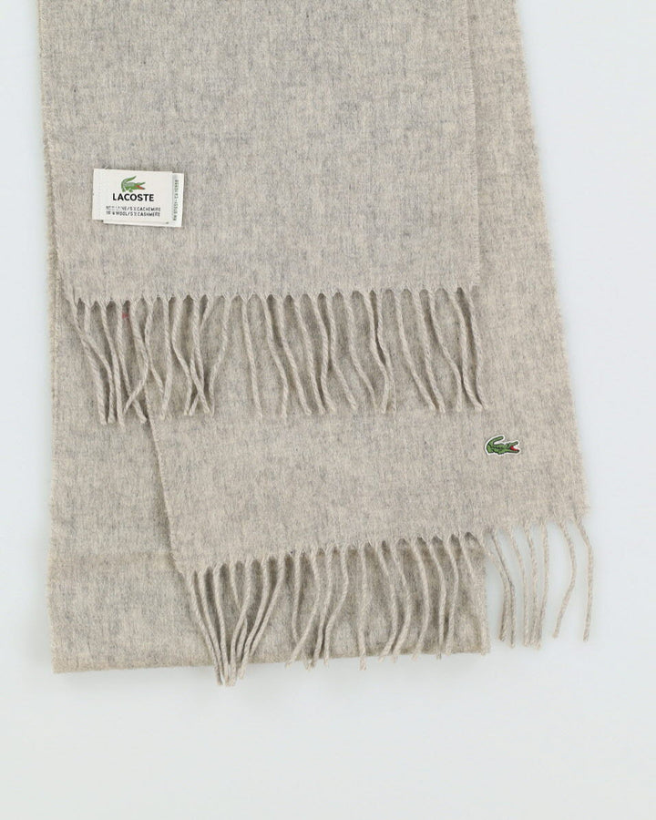 Lacoste Grey Cashmere-Blend Fringed Scarf