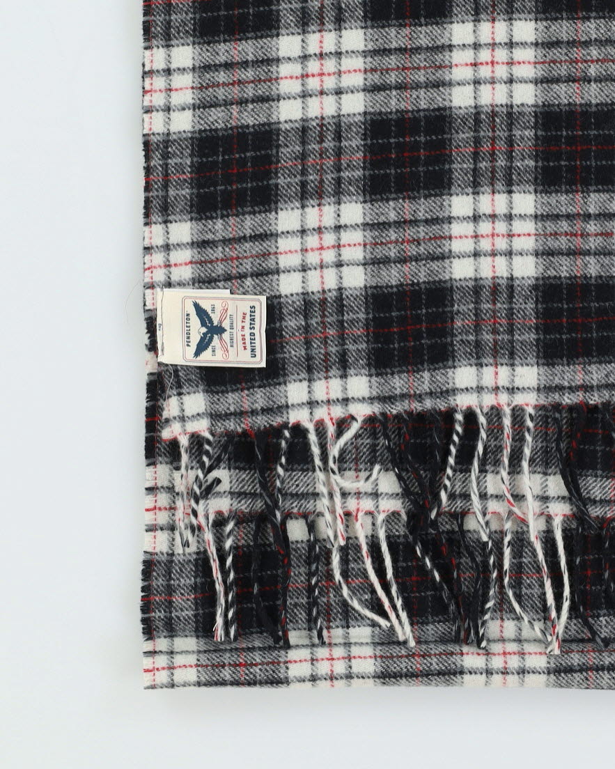 Pendleton Grey Checked Fringed Scarf